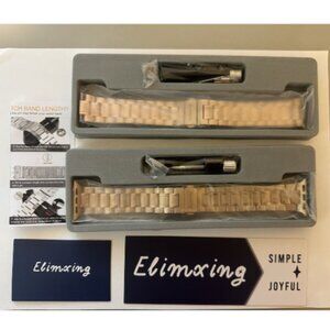 NEW Elimxing Upgraded Women's 38/40mm Rose Gold Watch Band (2-Bands)